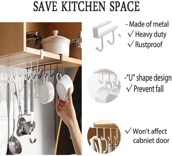 3 kopholdere med 6 kroge 3 Cup Hangers