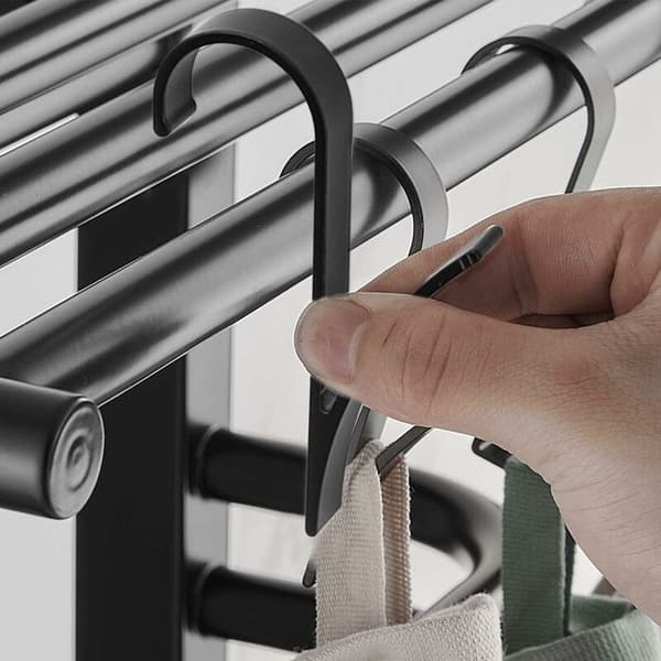 Radiator Håndklædekrog Plads Aluminium 10cm Uden Skrue Sort til 2.5cm Rør Badeværelse Køkken