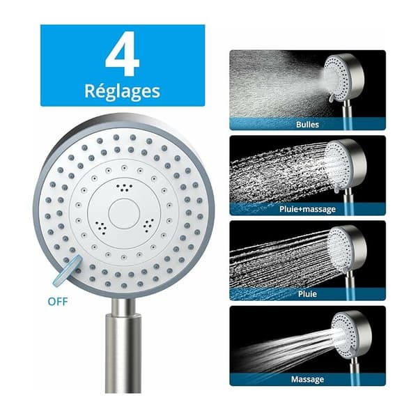 304 Rustfritt Stål 5 Modus Hånddusj Med 1,5m Slange 1 Sett Børstet Multi Spray Håndholdt Kit 1 Sett