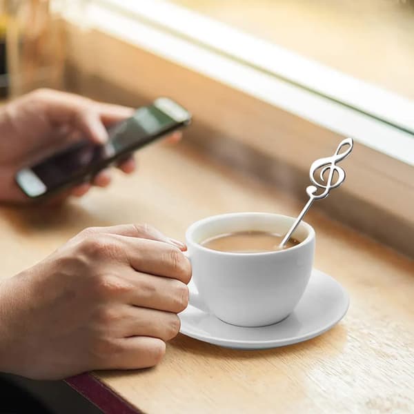 Musiknode Kaffeskeer 10 stk. Rustfrit Stål Rør Dessert Is Sølv