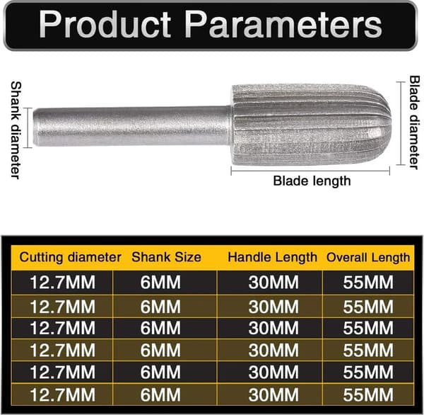 6mm skaft wolfram roterende filer 6-delt sæt 6mm Shank Tungsten