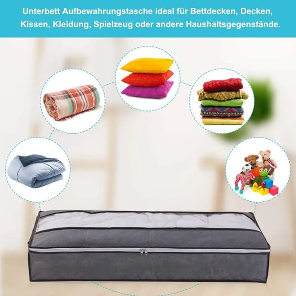 Opbevaringspose under seng ~90L Sammenfoldelig Organizer Klart Vindue Sengetøj Tøj 1 Stk