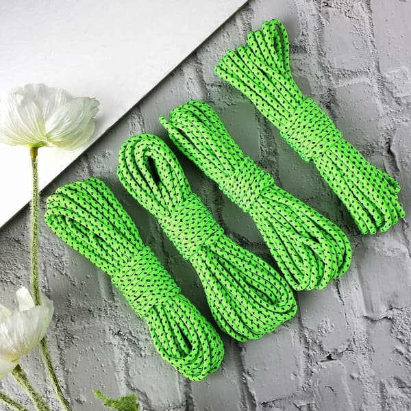 Tältrep 4-pack 10 m vardera 4 mm diameter Polyester Nylon Reflekterande Campinglina för Tält Gunga Fästning