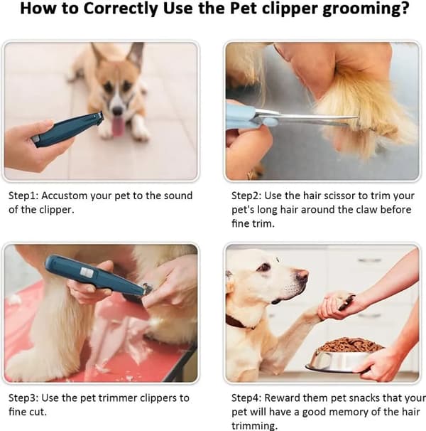 USB Uppladdningsbar Husdjurstrimmer med LED-ljus Pet Clipper with