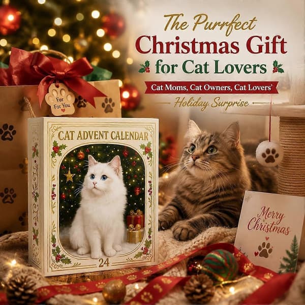 Julekalender, 24 PVC 3D Killingeophæng, Katte samlefigurer Christmas Countdown Advent