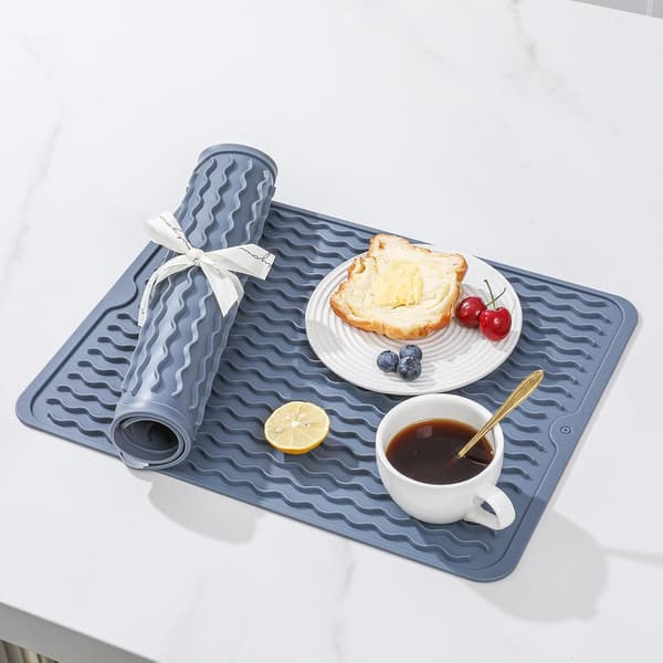 Silikone opvaskemåtter 2-pak, 38 x 29 cm, blå, varmebestandig -40°F til 446°F CAKETIME 2 Pack