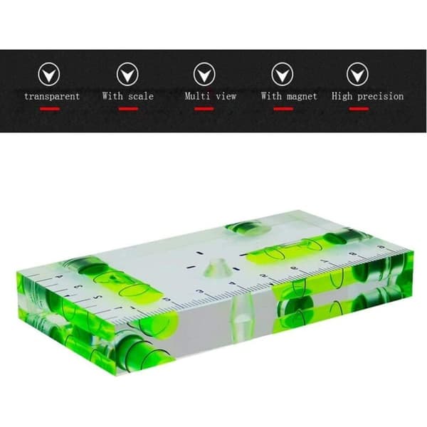 Klar Multi T Vaterpas med Skala 95×51×13mm 3 Magneter til Beslagudjævning