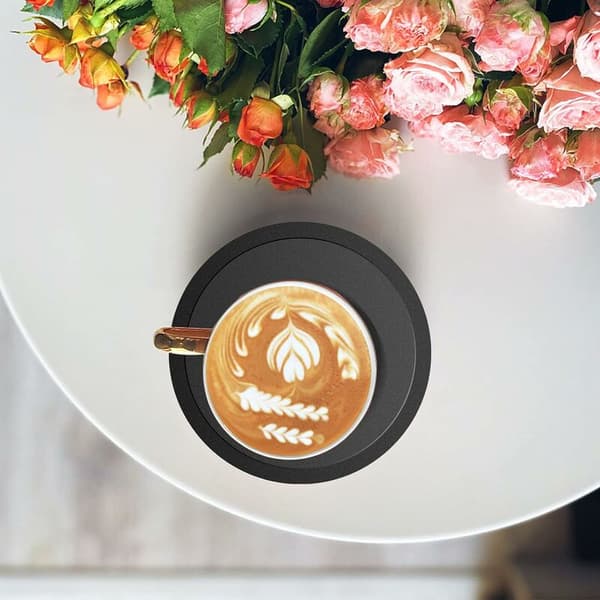Silikone Coasters 12 stk. Rillede Runde Sorte 10x0.5cm Kaffe Øl Drikkevarer