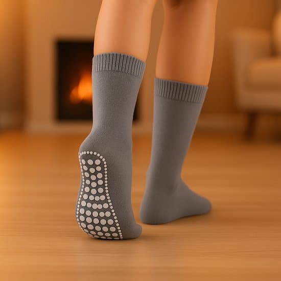 Halkfria herrstrumpor, 1 par, grå, storlek 43-46, silikonsula