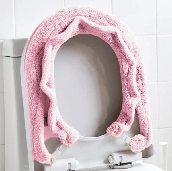 Tjock toalettsitsöverdrag i akryl, varm dyna, elastisk, universell, blå, rosa, lila, 1 st
