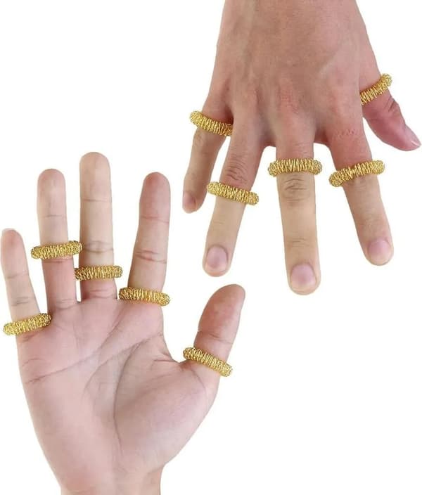 Spikiga sensoriska fingerringar 10-pack rostfritt akupressur vuxen tyst fidget