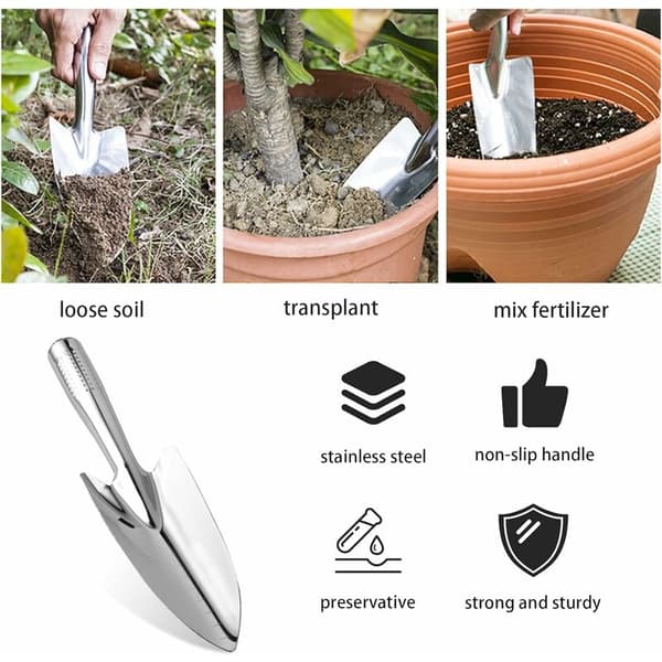Trädgårdsspade i rostfritt stål 27x6,5 cm för omplantering, ogräsrensning, plantering 1 st