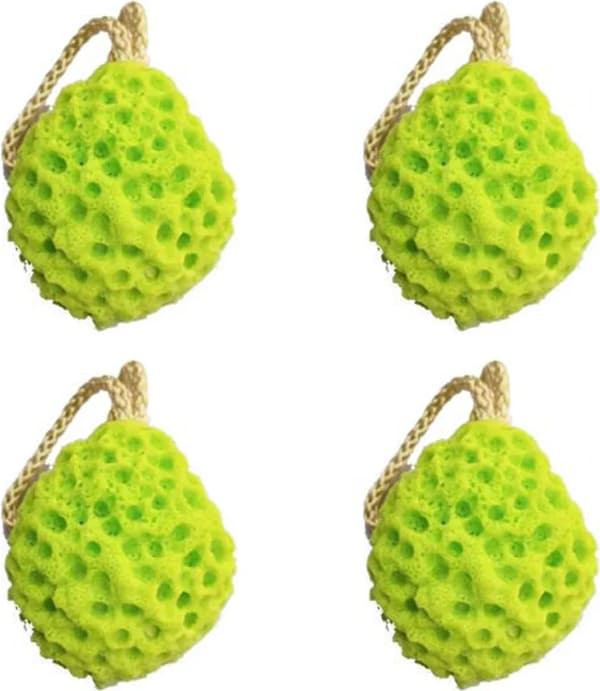 Badsvampar 4-pack Grön Hydrofil Polyuretanskum Kroppsskrubb Pouf