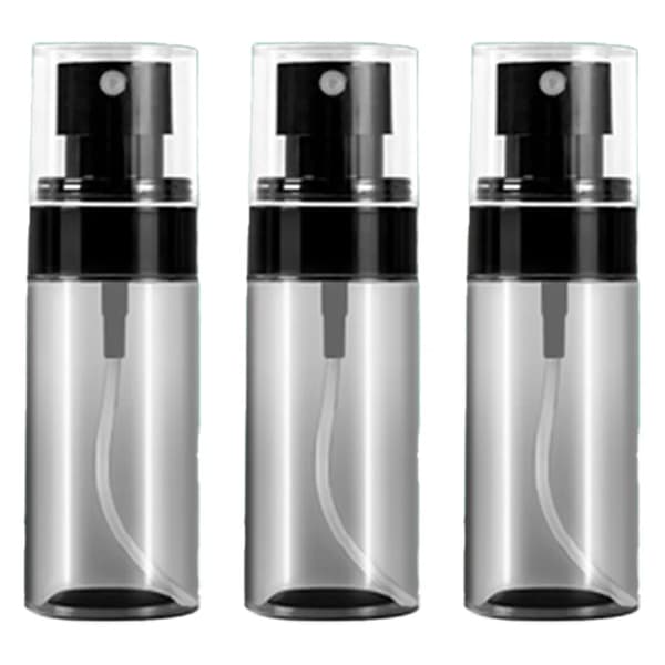 Fina dimsprayflaskor 3-pack Reseportabel för hår ansikte Klar Svart 80ml