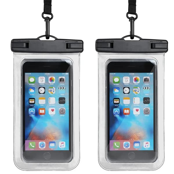Vattentäta telefonpåsar 2-pack 7 tum Dubbel försegling Klar PVC Simning Snorkling