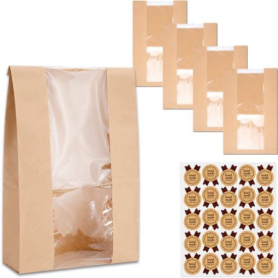 50 papirbrødposer for pakking av brød og bakverk