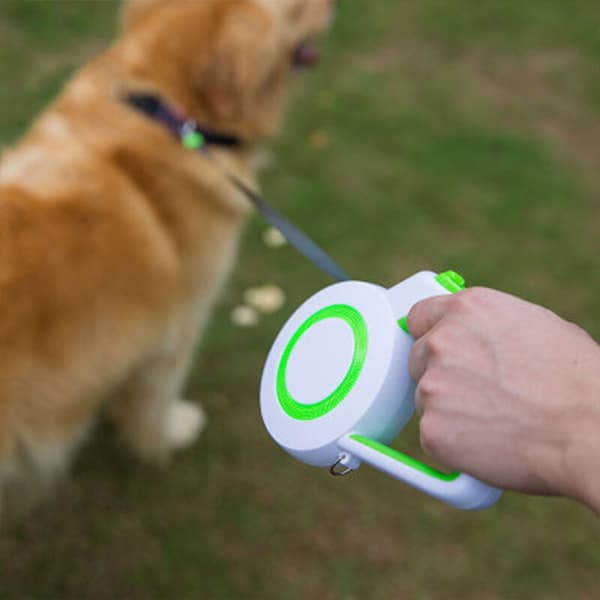 Vit Grön 5M Automatisk Infällbar Hundkoppel Vit Skal Neonring Grepp Glöd Reflekterande 1 St
