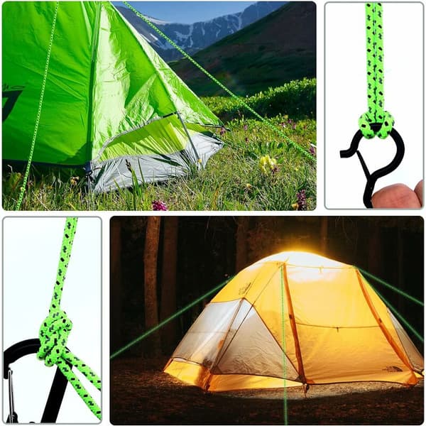 Tältrep 4-pack 10 m vardera 4 mm diameter Polyester Nylon Reflekterande Campinglina för Tält Gunga Fästning
