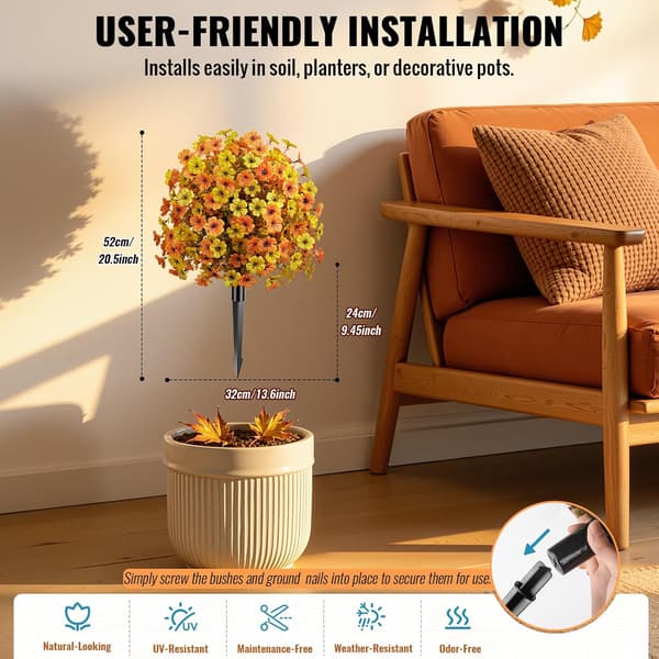 2 stk. kunstige efterårs-topiarykugleblomster, udendørs falske planter 2 pcs