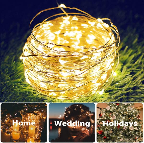 Jul-ljusslinga med solceller 2-pack 200 LED 8 lägen varmvit Christmas Solar String