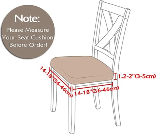 6 stk. ryggløse spisestoltrekk, elastisk strikk, avtakbart, vaskbart, 36-46 cm