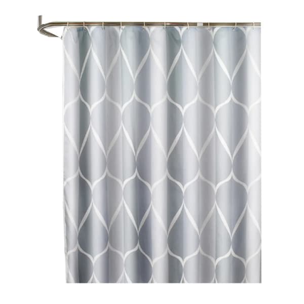 Grå dusjforheng i polyester 80x180cm Vanntett vektet kant 12 kroker