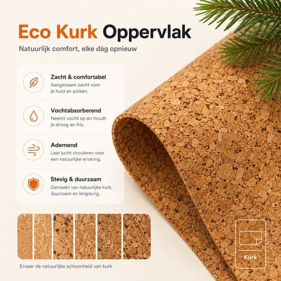 Dobbeltsidet skrivebordsmåtte 90x45cm, kork/PU-læder, musemåtte XXL, blå XXL