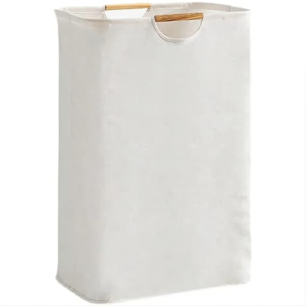 Vikbar tvättkorg i bomullslinne, stor förvaring, beige, 1 st