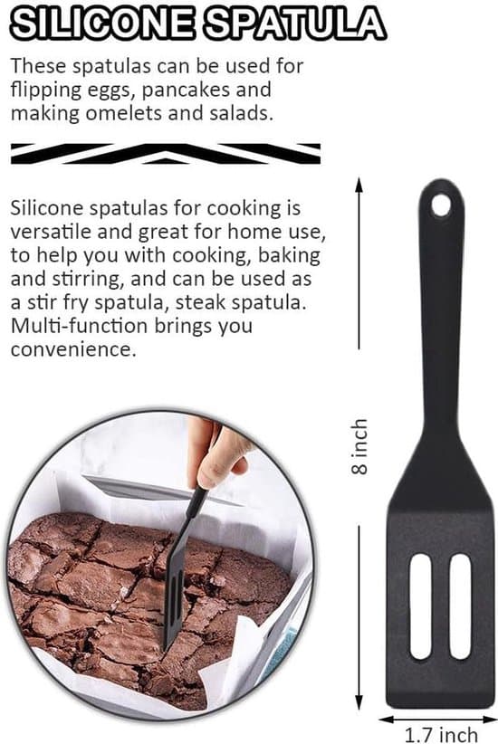 3-pak silikonespatelsæt sort varmebestandig non-stick