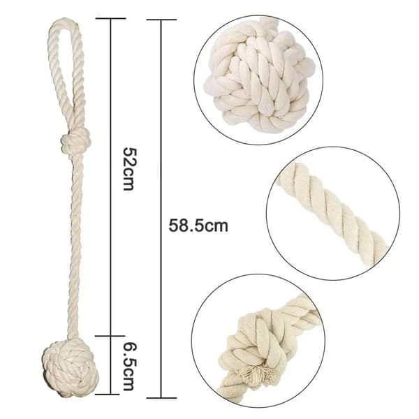 Gardinholdere 2-pak håndvævede bomuldsrebkugler ca. 58,5 cm længde kugle 6,5 cm grå beige sort