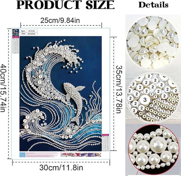 2-pak Ocean Wave Perle Diamond Art Sæt 12 x 16 tommer DIY-håndværk til voksne 2 件装海洋波浪钻石艺术珍珠绘画套装,适合成人(30.4