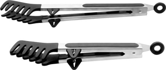 2-pak pastatang, 26 cm & 33 cm, rustfrit stål & silikone, varmebestandig op til 230°C, sort