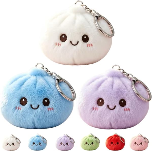 3-pack fyllda dumplingsnyckelringar, mini dumplings squishy plyschleksaker Mini