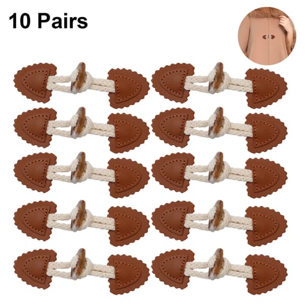 10 par lær-treknapper hvit 10 Pairs Leather