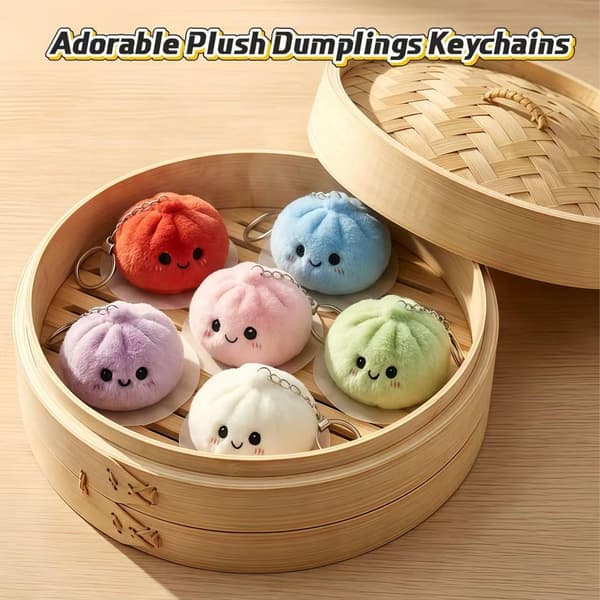 3-pak fyldte dumpling-nøgleringe, mini-dumpling-squishy-plyslegetøj Mini