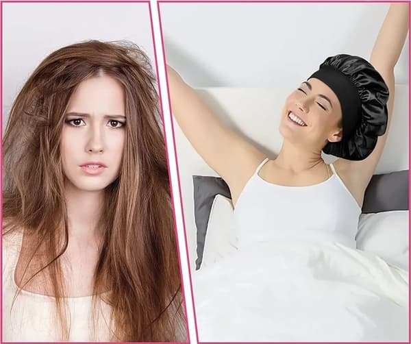 2 Satin Sovehætte Dame Nat Sovehætte Justerbar Hovedbeklædning Blød Hårhætte Silke Elastisk Hårbeskyttelseshætte Sort Rød