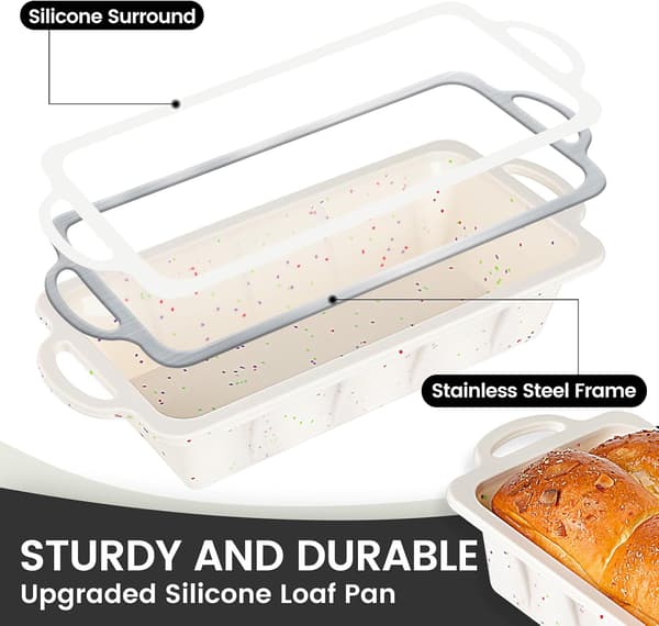 2PK XLarge Nonstick Silikon Brødformer 12,5x5,5 Tommer Baking Brød Kjøttpudding Vinino 2 Pack