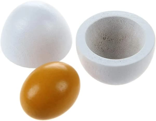 Träleksaksägg Set om 6 Magnetiska Delade Leksaksmat för Kök Ålder 3+