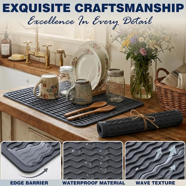 Silikone opvaskemåtter 2-pak, 38 x 29 cm, blå, varmebestandig -40°F til 446°F CAKETIME 2 Pack