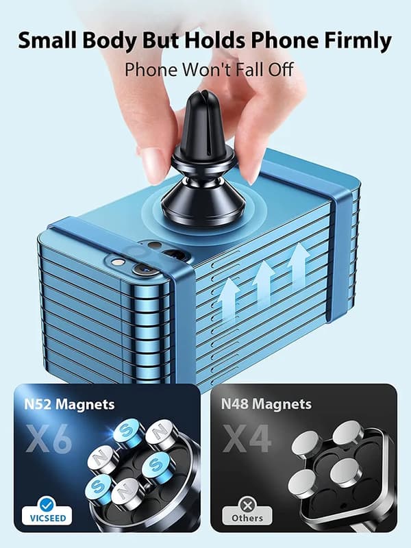 Magnetisk Biludluftningsholder til Telefon 360 Rotation Universal Smartphone GPS Holder