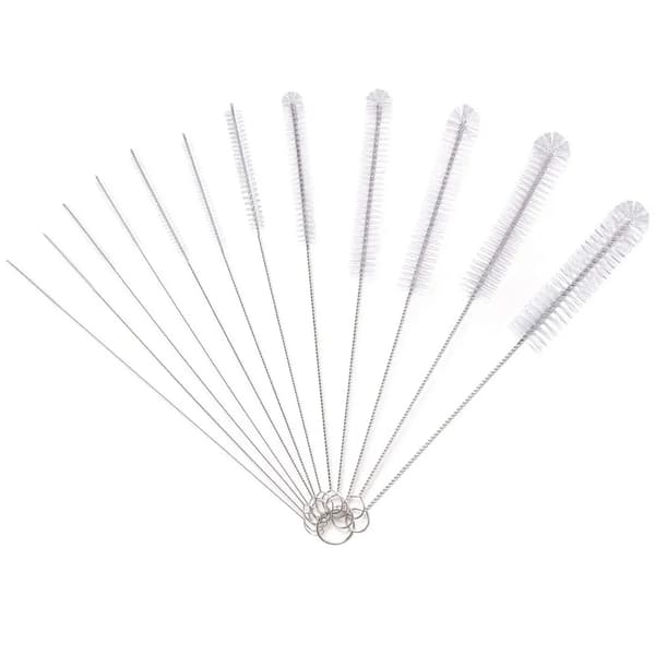12 stk. sugerørsrensebørster ~24 cm rustfrit stål nylon i flere størrelser til flaskerør