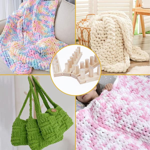 55 tommer Chunky Yarn tæppevæv, justerbart håndstrikkesæt til DIY-begyndere 55'' Chunky Yarn