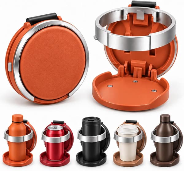 Multifunktionel foldbar kopholder til bildør, 4'' stor diameter kopholder Large