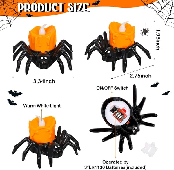 6 stk. Halloween telys batteridrevne flammeløse LED-lys 6 pcs