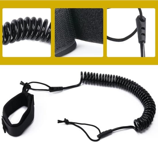 Surfboard Leash, Sort, Kompatibel med alle boards, 3m stræk