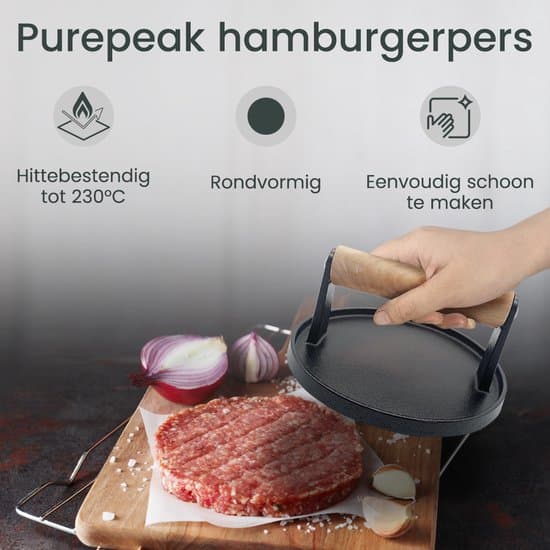 Smash Burger Press, 17,5 cm, Varmebestandig 230°C, Sort, BBQ