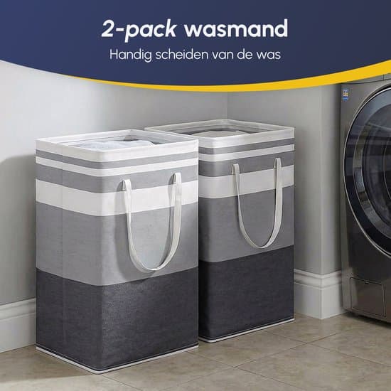 2-pack hopfällbar tvättkorg, 75L, vattenavvisande