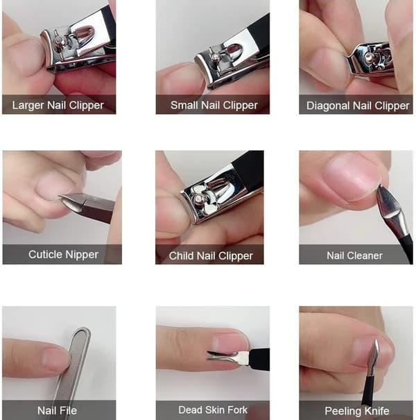 Professionelt Manicure Pedicure Sæt 18 dele Rustfrit Stål Negleklipper Kit Pink Rejse