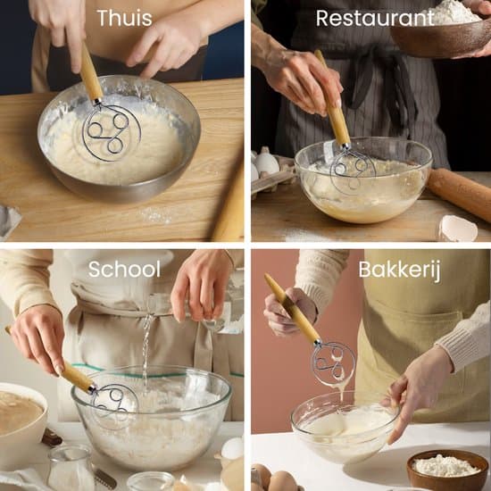 Dansk Dejpisker, 3 Ringe, Rustfrit Stål + Træhåndtag