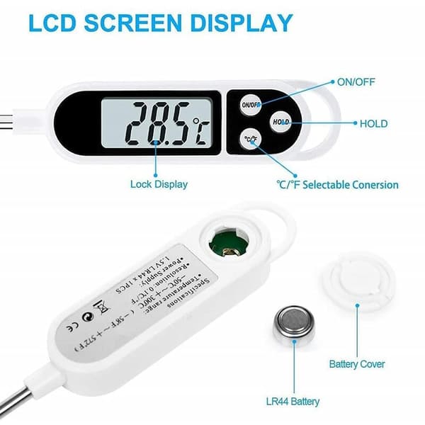 Madtermometer -50 til 300C Høj Nøjagtighed Stor LCD Automatisk Slukning 1 Stk